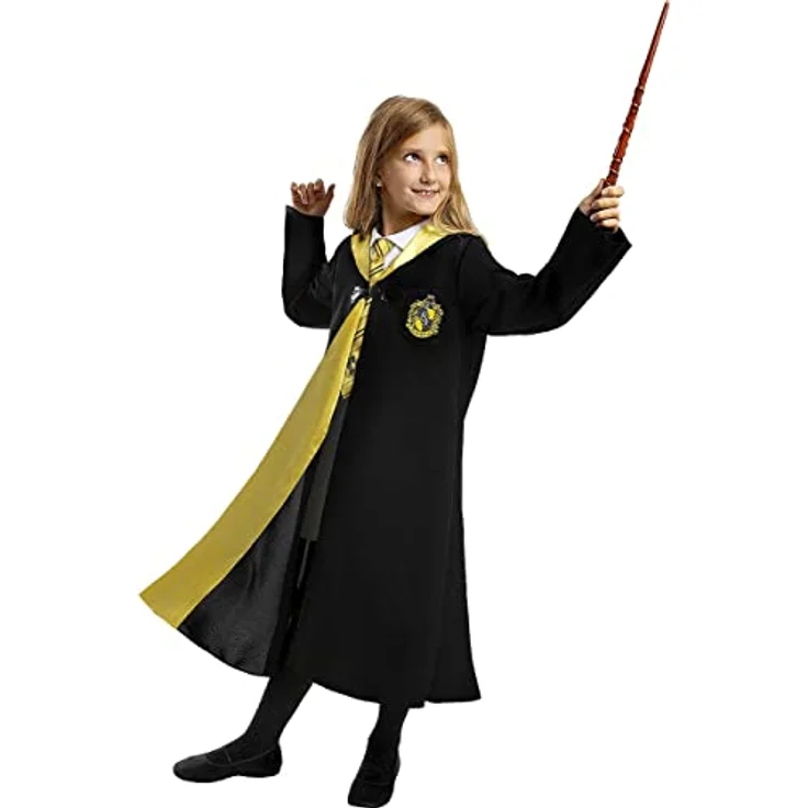 Funidelia Harry Potter Hufflepuff Kostüm 100% OFFIZIELLE für Jungen und Mädchen Größe 7-9 Jahre - Bunt, Robe Hogwarts & Zauberer, Film und Serien – Bild 1