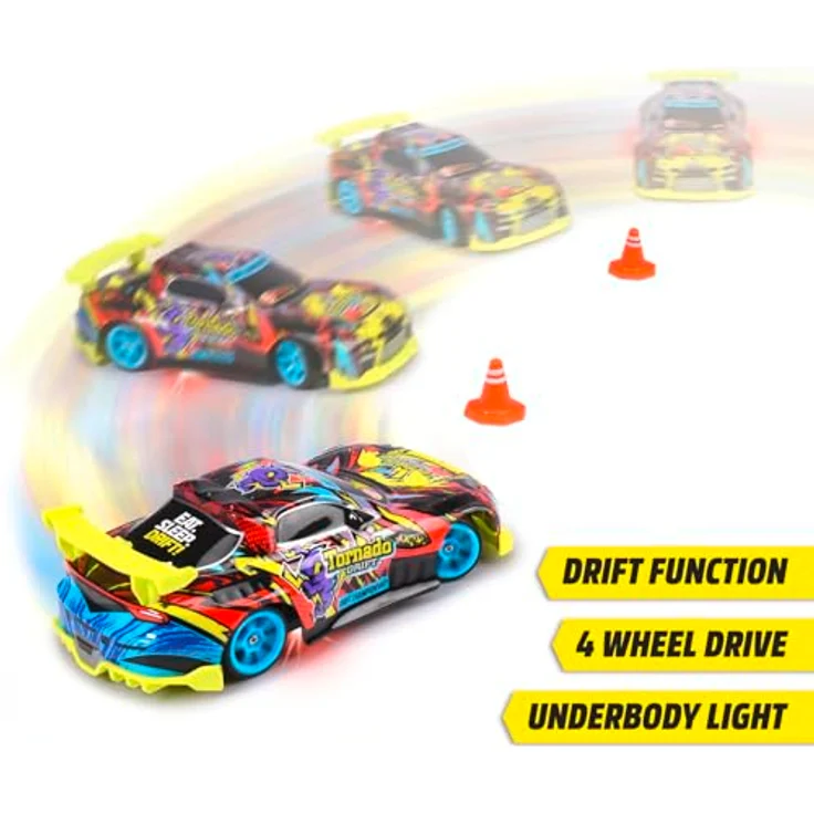 Dickie Toys - RC Auto Tornado Drift - ferngesteuertes Auto ab 6 Jahre mit Bodenbeleuchtung, Remote Control Car für Kinder mit 2,4 GHz Fernbedienung, Zubehör und Batterien, 10 km/h, 4WD – Bild 4