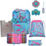 DerDieDas ErgoFlex Tiny Schulranzenset 5-teilig Happy Pixel mit ergonomischem Rücken und atmungsaktiven Gurten