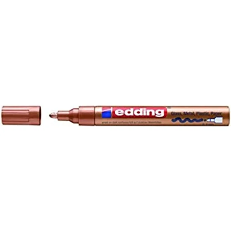 edding 750 Glanzlackmarker kupfer, 10 wasserfeste Lackmarker mit Rundspitze 2-4 mm für Glas, Stein, Holz, Kunststoff und Papier, stark deckend und geruchsarm – Bild 1