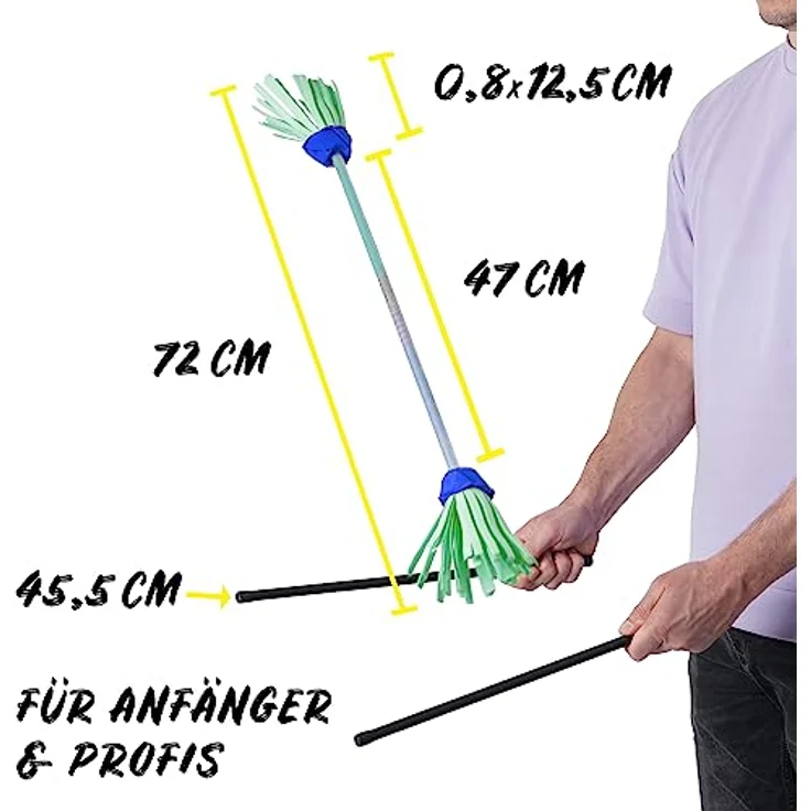 Diabolo Freizeitsport Flowerstick Pro, Profi-Flowerstick aus Fiberglas, blau-türkis, inkl. 2 Handstäben, UV reaktiv, handbemalt, Festival-Hingucker – Bild 2