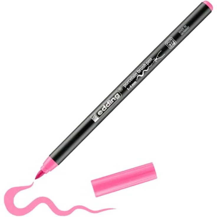 edding 4200 Porzellanpinselstift, pink, 1-4 mm Pinselspitze, spülmaschinenfest und schnelltrocknend für Keramik und Porzellan – Bild 1