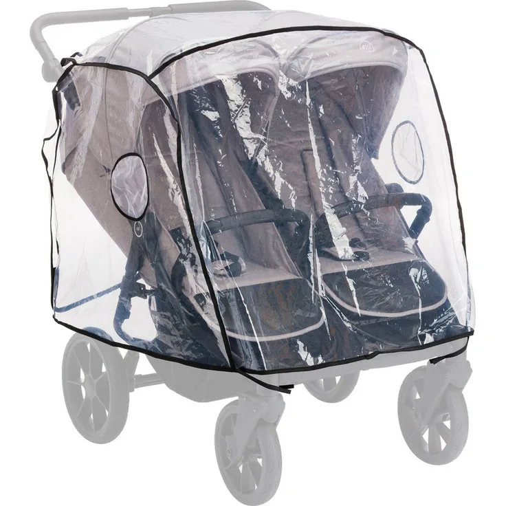 Fillikid Kinderwagen-Regenschutzhülle, Regenschutz für Zwillingswagen mit optimaler Luftzirkulation, transparent und langlebig