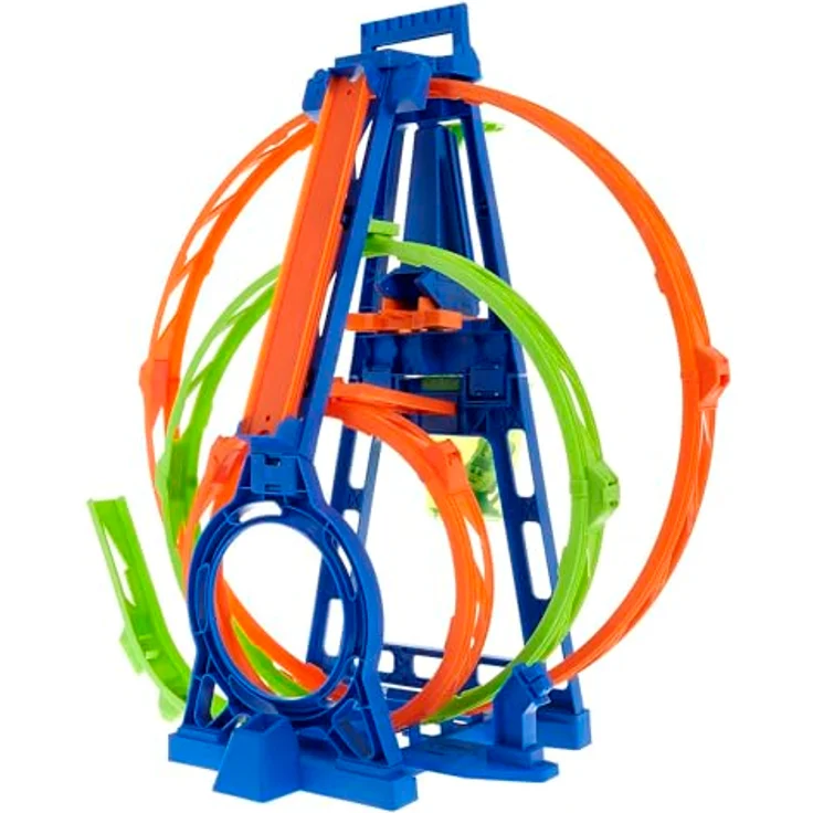 Hot Wheels Track mit 1 Hot Wheels Auto, Triple Looping-Set Track-Set, das Fahrzeug kann mit dem Starter zum Draufhauen durch 3 Loopings sausen, lässt sich mit anderen Sets verbinden - HMX38 – Bild 5