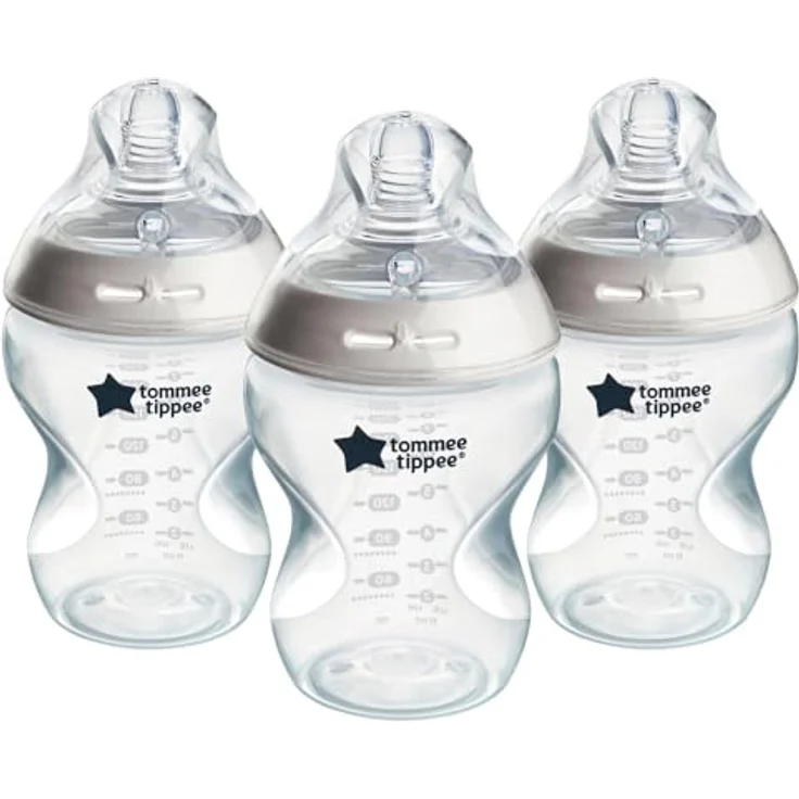 Tommee Tippee Closer to Nature Babyflaschen, Natürlich geformter Trinksauger mit Anti-Kolik-Ventil, 260 ml, 3er-Set, Mehrfarbig – Bild 2