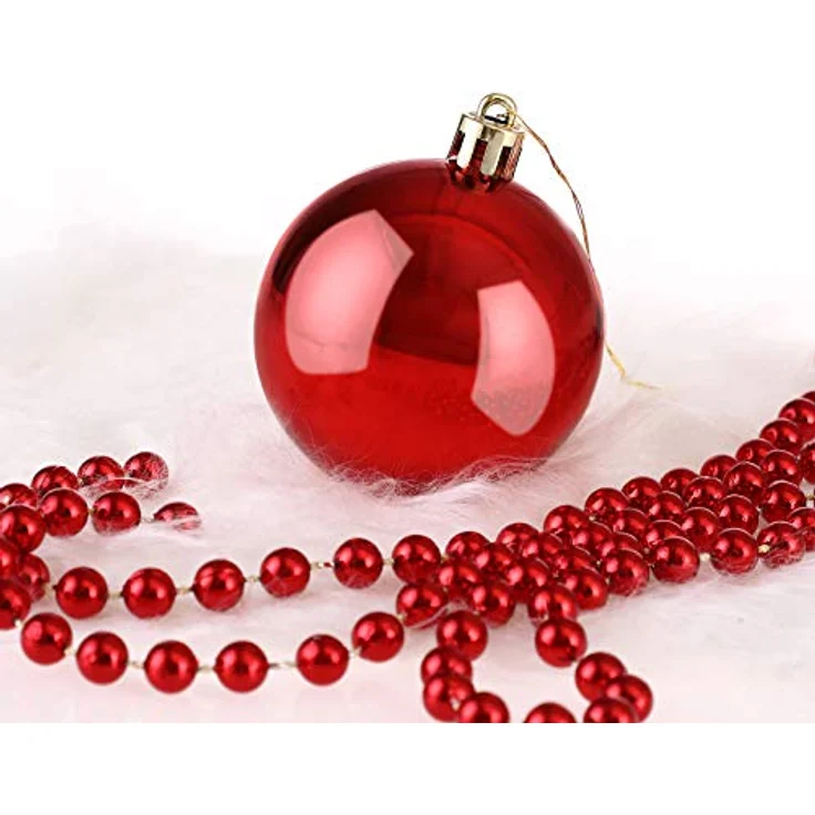 DEUBA® Weihnachtskugeln 100tlg Ø 3-6cm Kunststoff matt glänzend Christbaumkugeln Christbaumschmuck Anhänger Weihnachtsbaumkugeln Weihnachtsdeko Rot – Bild 5