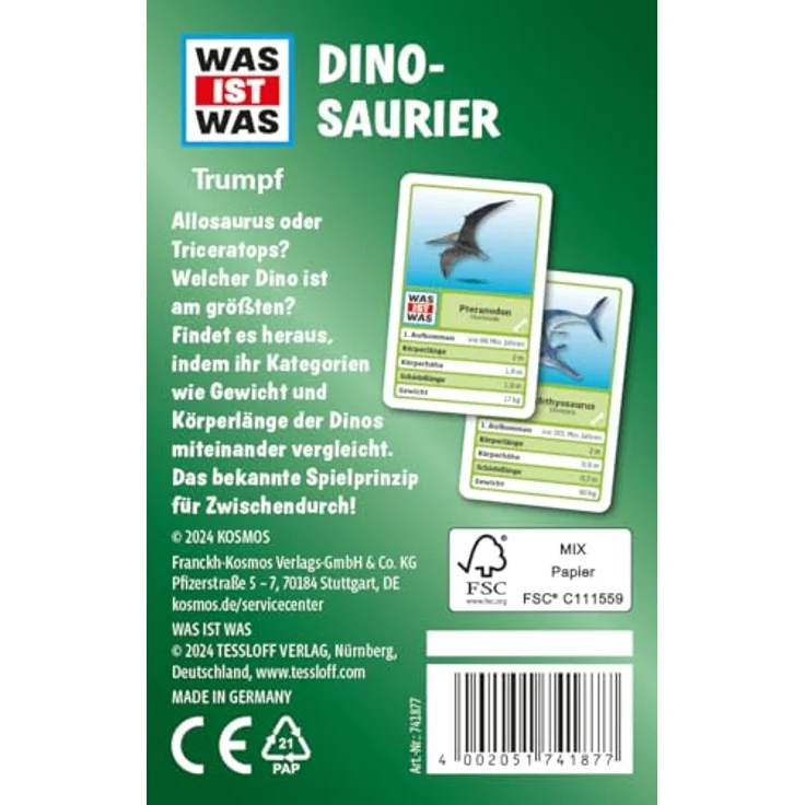 Kosmos 741877 was IST was Trumpf Dinosaurier, Dino Quartett für Kinder ab 8 Jahre, Trump Kartenspiel – Bild 2