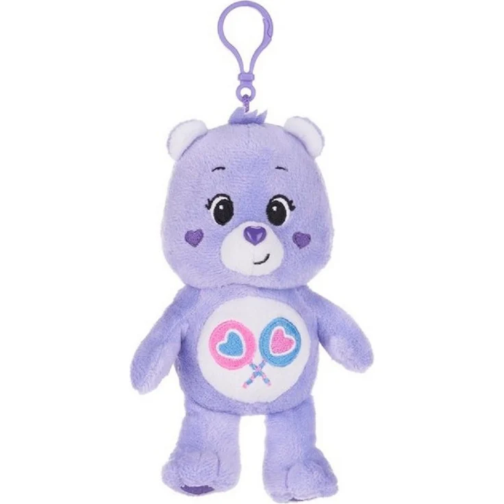 soma Kuscheltier Glücksbärchi Kuscheltier Care Bear Teile gern Bärchi lila Bagclip 14cm (1-St), Super weicher Plüsch Stofftier Kuscheltier für Kinder zum spielen