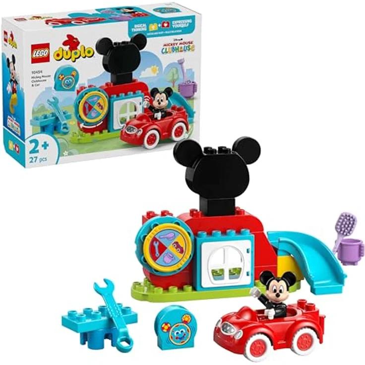 LEGO DUPLO 10454 Mickys Clubhaus und Auto, 27-teiliges Bauspielzeug für Kleinkinder ab 2 Jahren, mit Rutsche und Supercomputer – Bild 1