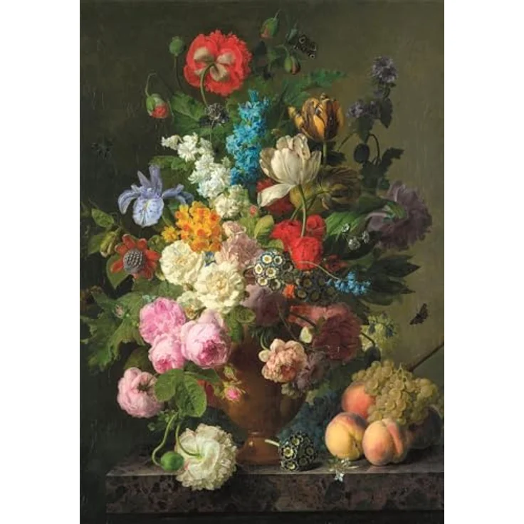 Clementoni Louvre - Jan Frans van Dael - Puzzle "Vase of Flowers, Grapes and Peaches", 1000 Teile Kunstmotiv – Bild 2