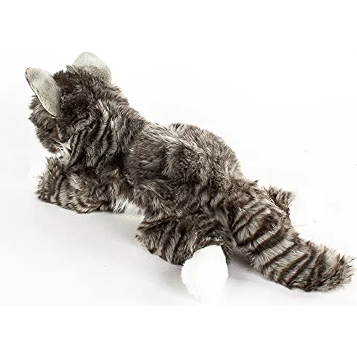 Teddys Rothenburg Kuscheltier Maine Coon norwegische Katze liegend grau getigert, 38cm Plüsch, waschbar bis 30°C, Uni-Toys Qualität – Bild 4