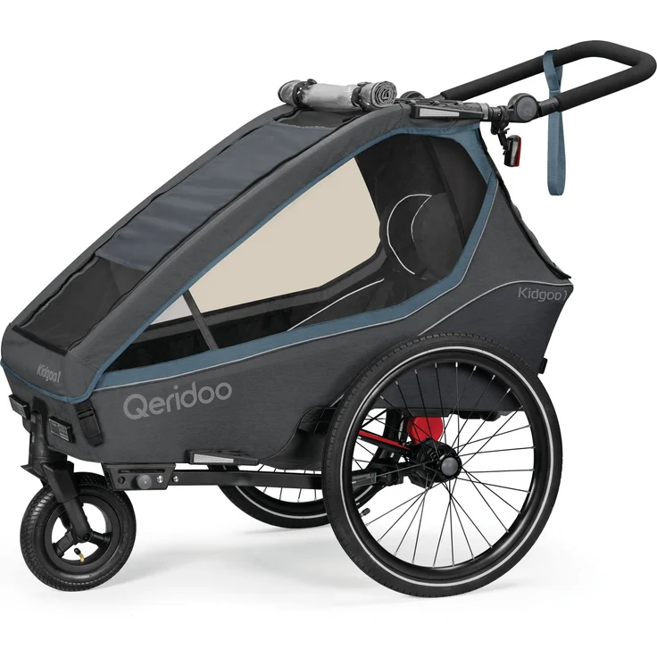 Qeridoo Kidgoo 1, Kinderfahrradanhänger für 1 Kind mit Sicherheit und Komfort, Farbe: Navy Blue