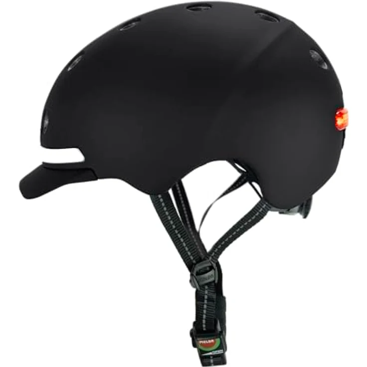 Melon Fahrradhelm E-Series »Black Ice« für Damen & Herren | Cityhelm mit Front- und Rücklicht, Fidlock Magnetverschluss, Belüftungslöcher, individuelle Anpassung und integriertem Visier | schwarz – Bild 2