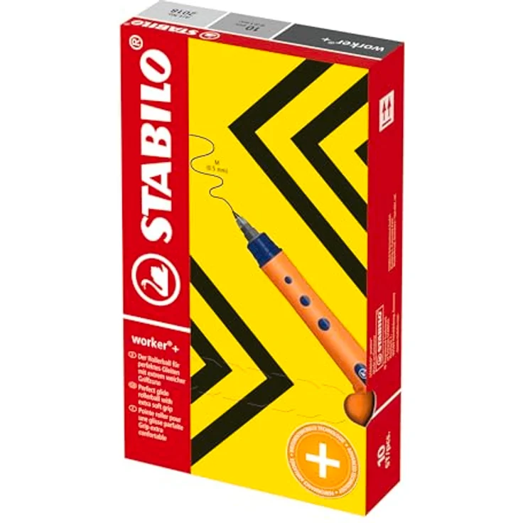 STABILO worker+ Medium, Tintenroller Schreibstifte im 10er Pack, blau und orange – Bild 9
