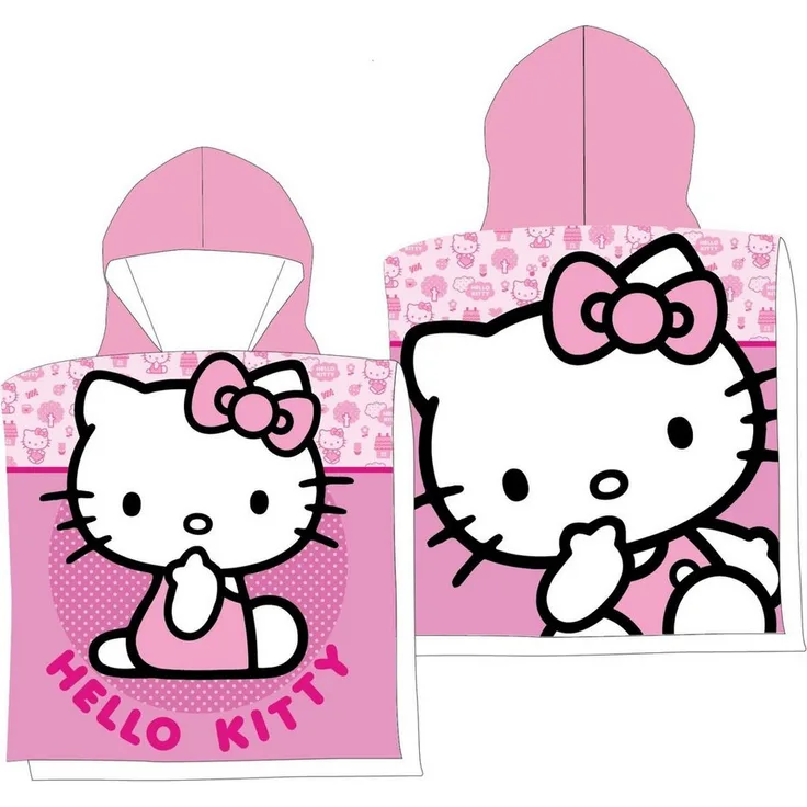 Hello Kitty Badeponcho Kapuzenponcho, weicher Microfaser Poncho & Strandhandtuch für Mädchen, fröhliches Design
