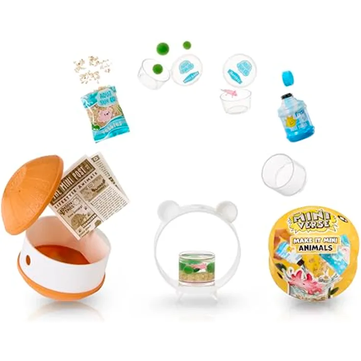 MGA ENTERTAINMENT MGA's Miniverse Kreativset - Make It Mini Animals mit 12 verschiedenen Tieren und UV-härtendem Zubehör, sortierte Lieferung