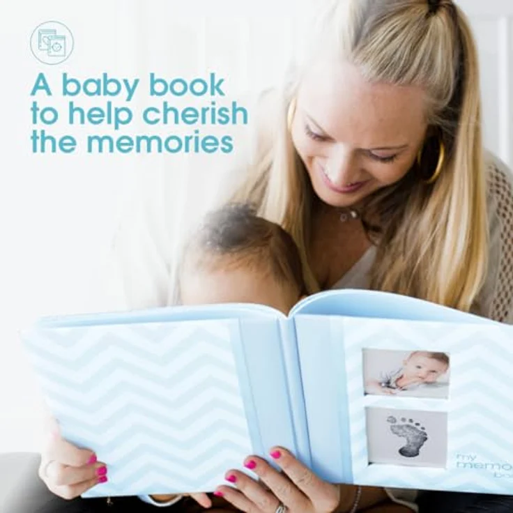 Pearhead P62201 Chevron Babybuch mit Clean Touch Stempelkissen, blau (Texte auf Englisch) – Bild 10