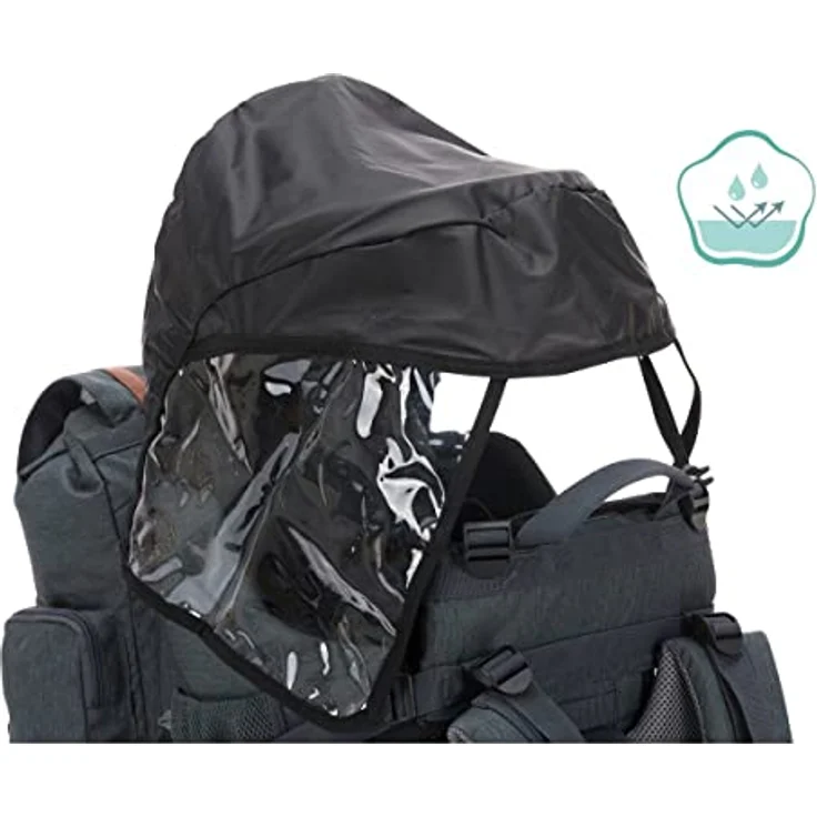 Fillikid Rückentrage Adventure, ergonomische Rückenbabytrage mit abnehmbarem Tagesrucksack, integrierter Sonnen- und Regenschutz, Farben: Frost Blue und Desert Beige – Bild 7