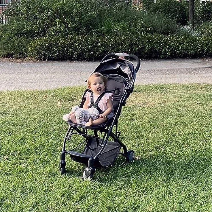 BAMBISOL - Kinderwagen Citadine YUKO² – Ultra kompakt zur Geburt – faltbar, mit einer Hand, Transporttasche (schwarz grau) – Bild 3