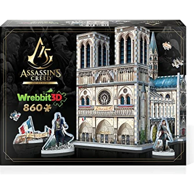 Wrebbit3D Assassin's Creed Unity – Notre-Dame 3D-Puzzle – 860 Teile, enthält Referenzen aus Ubisoft Videospiel, mit einzigartigen, 1,4 cm dicken Schaumstoff-Puzzleteilen für ein stabiles Design – Bild 1
