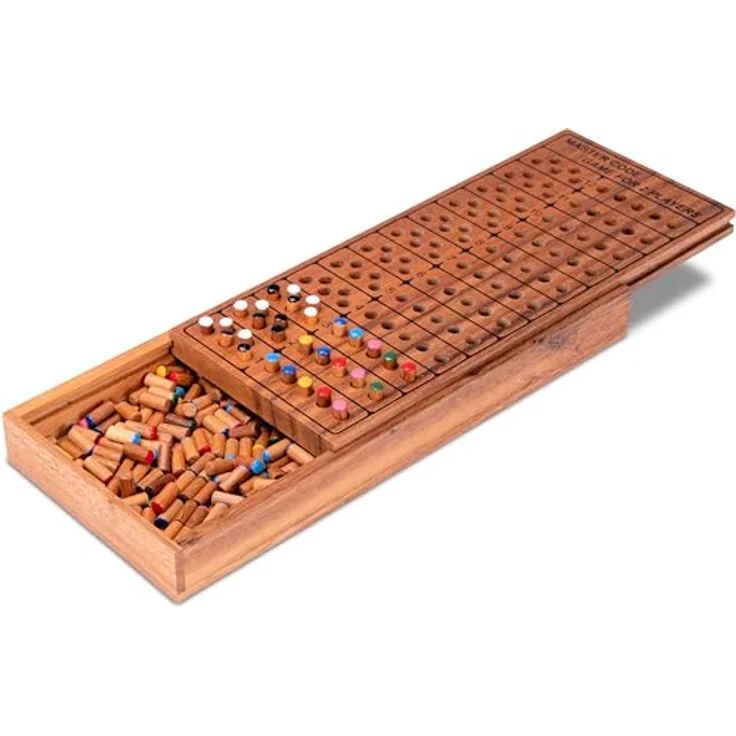 Logoplay Code Finder, Brettspiel für 2 Spieler, Spielfeld 21 x 12 cm, 5 Farben, 12 Lösungsreihen aus Samena Holz – Bild 3
