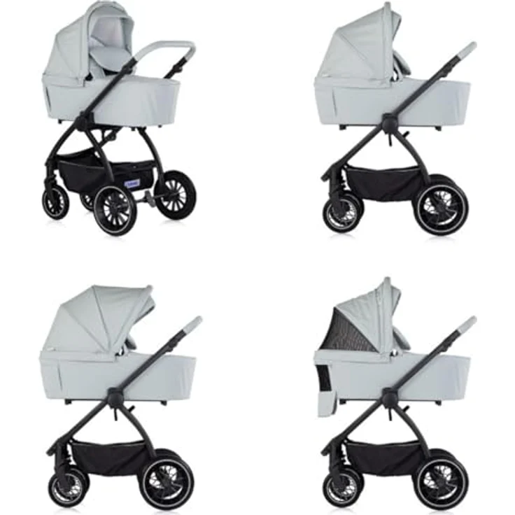 Chipolino Kombikinderwagen Prestige 3 in 1, Matcha, mit Babywanne, Rucksack und i-Size Babyschale, leichtes Aluminiumgestell, verstellbare Sitzschale, UPF 50+ Sonnenschutz – Bild 3