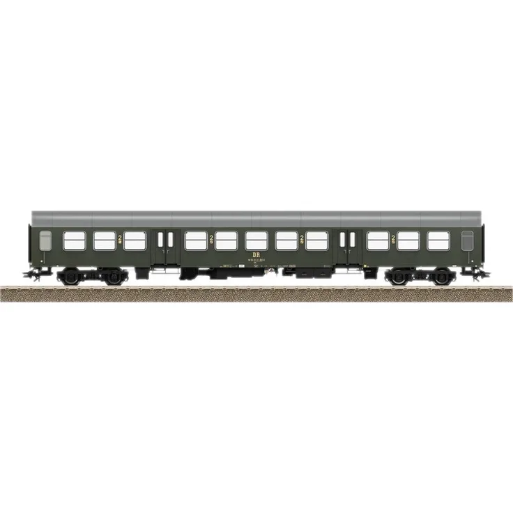 TRIX H0 23181 H0 Personenwagen 2. Kl. der DR, Bmh Bauart, dunkelgrün mit LED-Innenbeleuchtung und detaillierter Inneneinrichtung