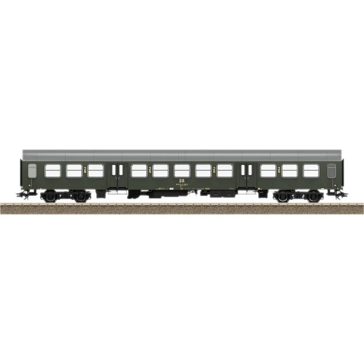 TRIX H0 23181 H0 Personenwagen 2. Kl. der DR, Bmh Bauart, dunkelgrün mit LED-Innenbeleuchtung und detaillierter Inneneinrichtung
