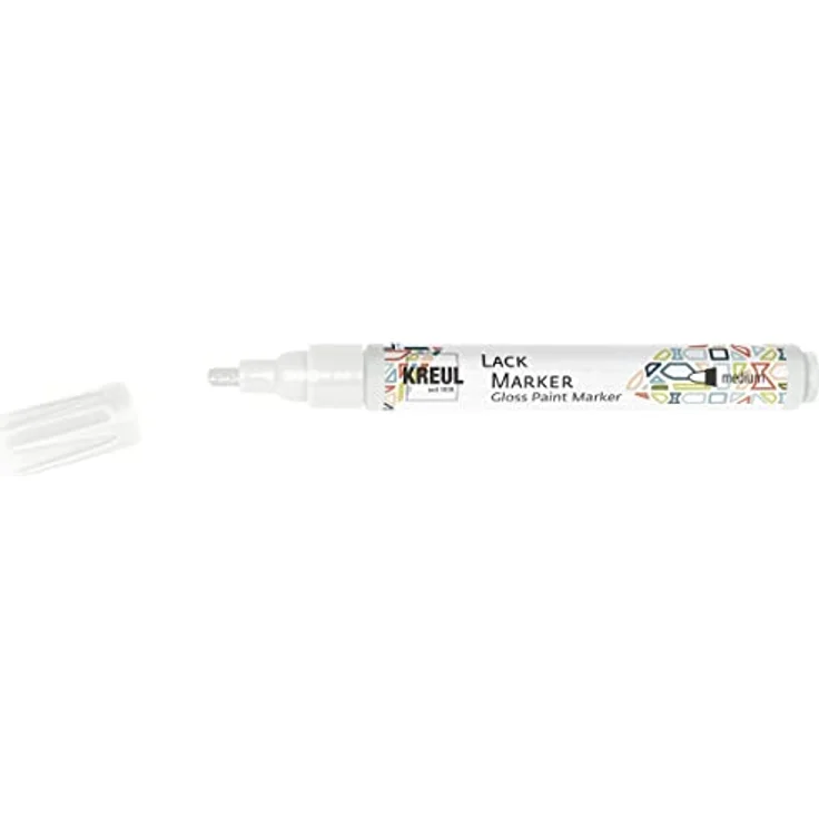 KREUL 47010 - Lackmalstift medium weiß, mit Rundspitze Strichstärke 2 - 4 mm zum Gestalten, Beschriften und Verzieren von kleinen, originellen Geschenken, Karten, uvm. – Bild 1