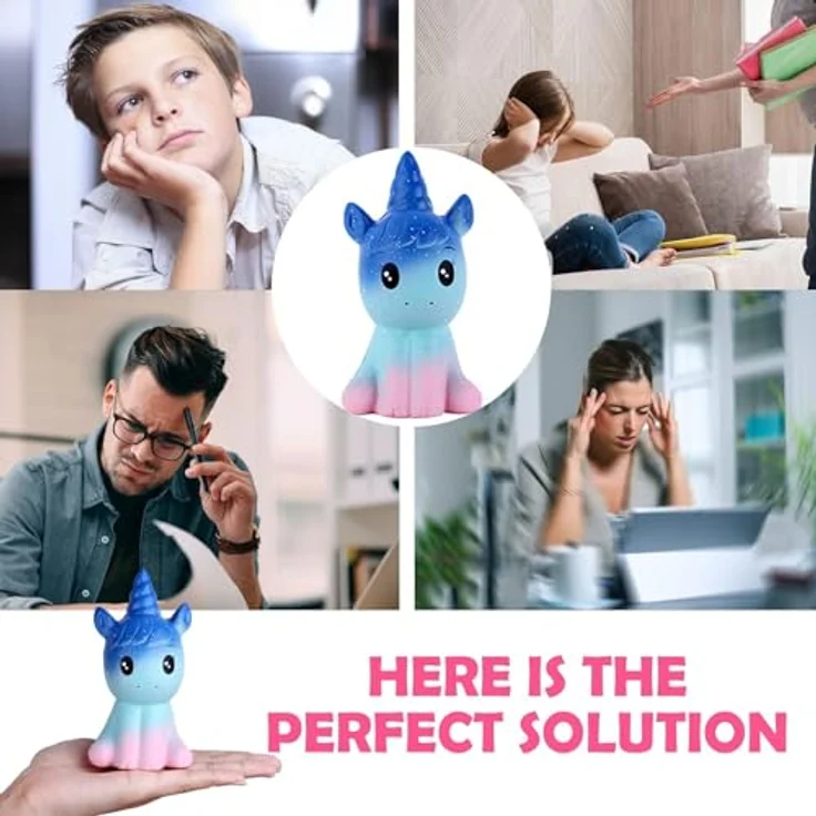 ANBOOR Squishies Einhorn Pferd, langsam steigendes Antistress Squeeze Spielzeug aus PU-Schaum, Galaxy, 7 * 6 * 12,5 cm – Bild 5
