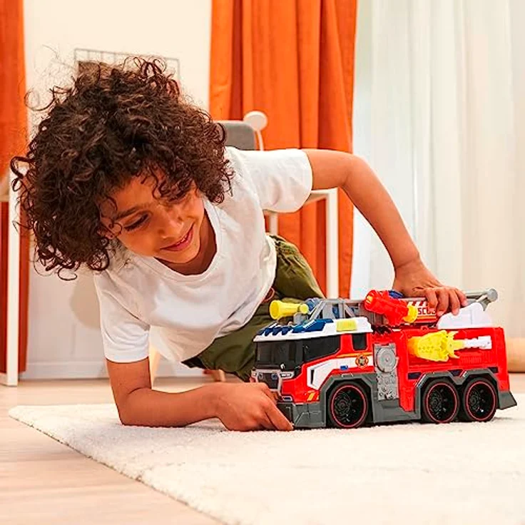 Dickie Toys - Feuerwehrauto mit Wasserspritze - Feuerwehr-Spielzeug groß (37,5 cm) für Kinder ab 3 Jahre, Auto mit ausziehbarer Leiter, Greifarm, Pfeilschuss-Funktion, Licht & Sound – Bild 5