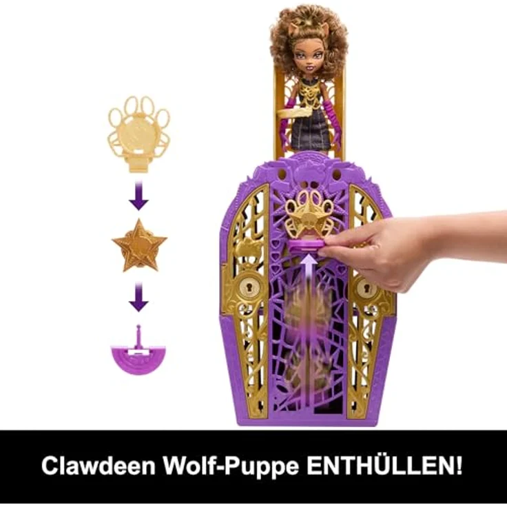 MonsterHigh™ Anziehpuppe Verborgene Schätze Clawdeen, mehr als 19 modische Überraschungen, inkl. Lupenschlüssel zur Schatzsuche, voll beweglich – Bild 5