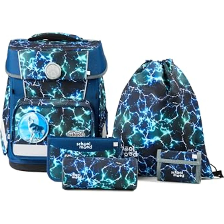 SCHOOL-MOOD Champion Maxx Pro Schulranzen-Set 6-teilig, höhenverstellbar, 22 L, ca. 1,1 kg – Motiv Felix (Wolf) für Grundschule 1.–4. Klasse, Modell 2026 – Bild 1