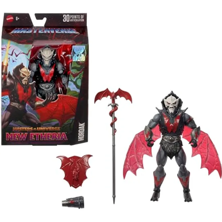 Masters of the Universe Masterverse New Etheria Hordak, Actionfigur ca. 18 cm, bewegliche Flügel, Kanonenarm, Stab und Schild, JBP85
