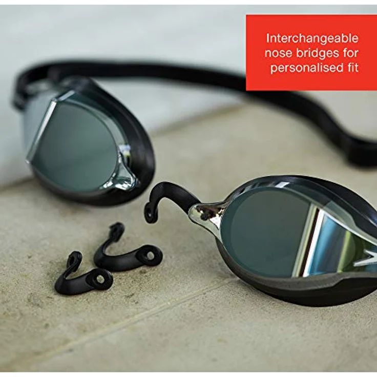 Speedo Fastskin Speedsocket 2 Schwimmbrille, bequeme Passform, Anti-Fog-Gläser, schwarz und silber, Erwachsene Unisex Größe – Bild 4