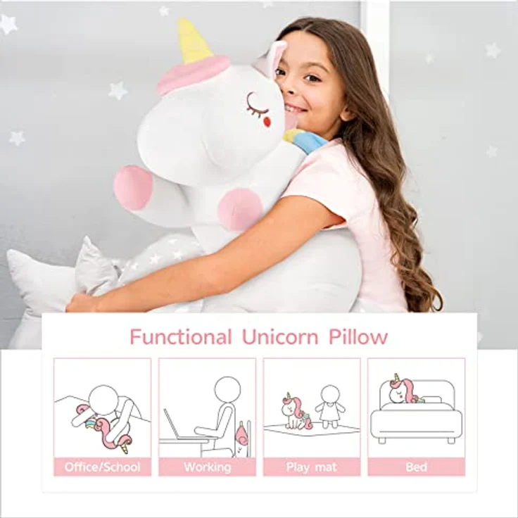 GAGAKU 66cm Plüsch Einhorn Kissen Einhorn Plüschtier Einhorn Kuscheltier Groß für Baby Mädchen Einhorn Geschenk zum Geburtstag und Jubiläum – Bild 2