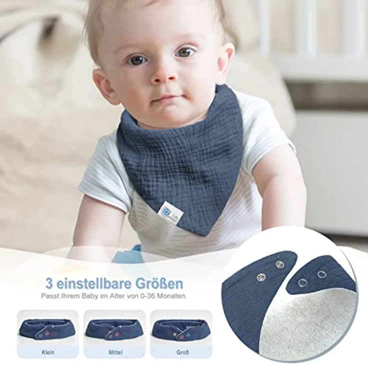 Lulu moon Lätzchen Baby Dreieckstuch Baby Musselin Halstuch Baby für Junge und Mädchen (6 Stück, Fluss) - Preisvergleich – Bild 5