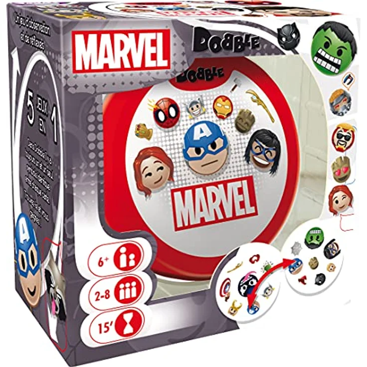 Asmodee Dobble Breizh – Kartenspiel mit Marvel-Emoticons, für 2-8 Spieler, ab 6 Jahren, Schnelligkeit und Beobachtung – Bild 1
