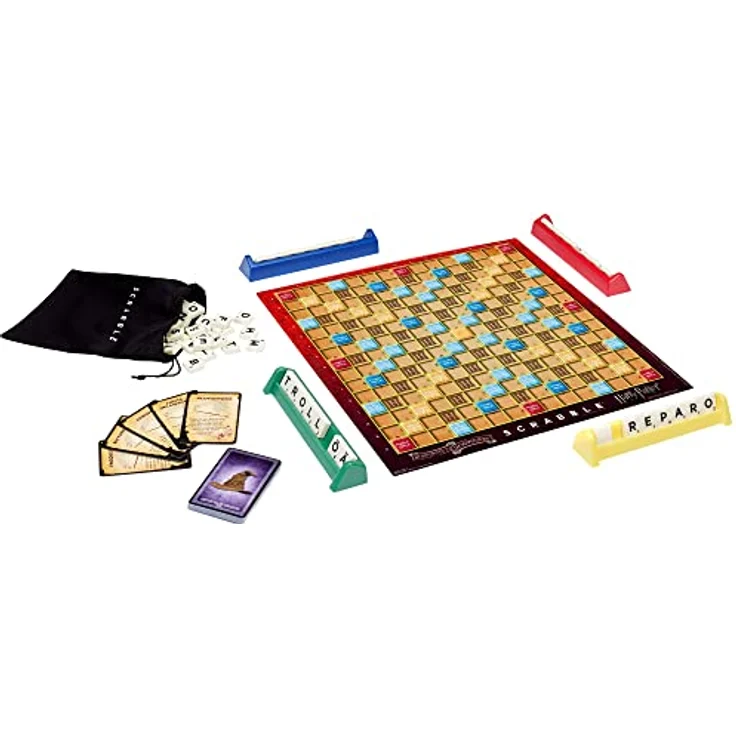 Mattel Games Scrabble Harry Potter, Italienische Version mit exklusivem Harry Potter Glossar und 36 Hogwarts Karten – Bild 3