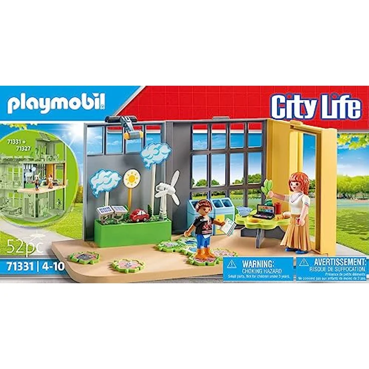 PLAYMOBIL City Life 71331 Anbau Klimakunde, Klassenzimmer der Zukunft, Puzzle mit Klimaschutzaufgaben und mehr, Spielzeug für Kinder ab 4 Jahren – Bild 5