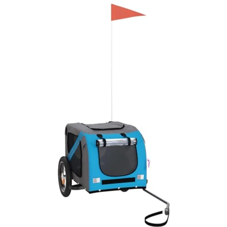 vidaXL Fahrradanhänger für Hunde, Blau und Grau, Oxford-Gewebe, Eisenrahmen, max. Belastbarkeit 30 kg – Bild 1