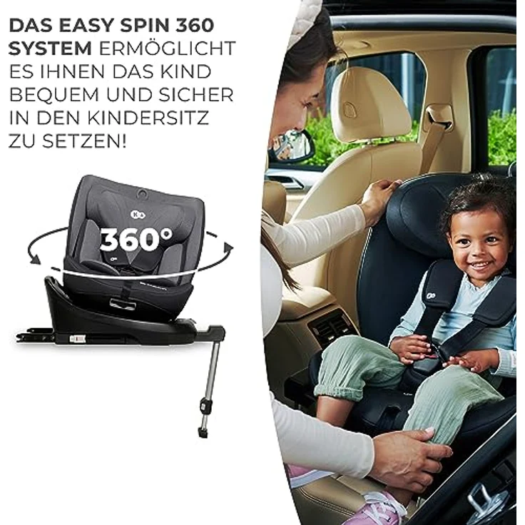 KinderKraft I-360, Reboarder Kindersitz für Kinder von 0 bis 12 Jahren, ECE R129/i-Size, drehbar mit Easy Spin System und H-Guard-Sicherheitssystem – Bild 6