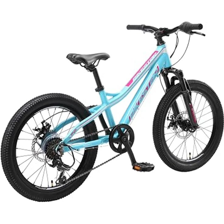 BIKESTAR Alu Mountainbike Jugendfahrrad 20 Zoll ab 6-9 Jahre Hardtail | 7 Gang Shimano Schaltung, Scheibenbremse, Federgabel | Kinder Fahrrad Weiß Türkis | Risikofrei Testen – Bild 5