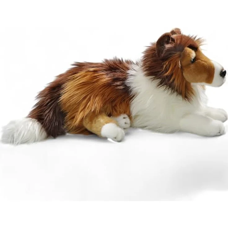 Carl Dick Collie liegend, Hund, Plüschtier, Kuscheltier, ca. 44cm 3551, Langhaar Collie in Hellbraun/Dunkelbraun/Weiß, antiallergisch und schwer entflammbar – Bild 5