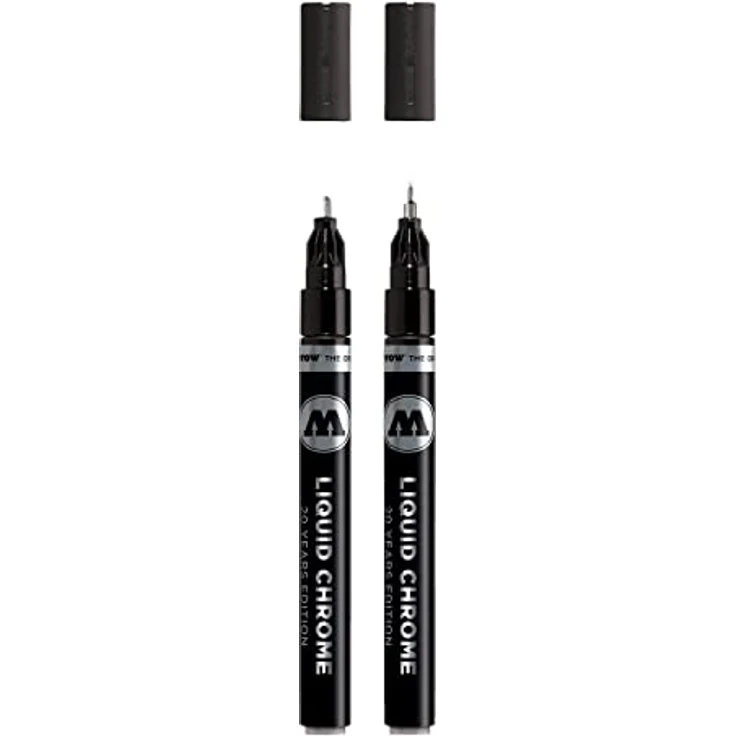 Molotow Liquid Chrome Marker 2er Set (Strichbreiten 1,0 und 2,0mm, Spezialtinte mit echtem Spiegeleffekt für Modellbau, Graffiti & Hobby) chrom – Bild 1