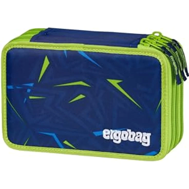 ergobag Maxi Mäppchen Set 40-Teilig, Lyra Bunt- und Filzstifte, Kleingeld Fach, Lineal, Schere SpitzenreitBär - Dunkelblau – Bild 1