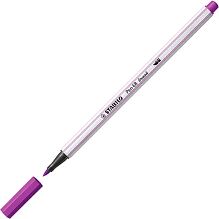 STABILO Faserstift STABILO Pinselstift Pen 68 brush, lila, flexibel für Brush-Lettering, wasserbasierte Tinte, Aquarell- und Blending-Effekte – Bild 2