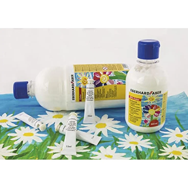 Eberhard Faber 575400 Deckweiß EFA Color, 300 ml Flasche, hochdeckender Weißton, geruchlos und auswaschbar – Bild 3