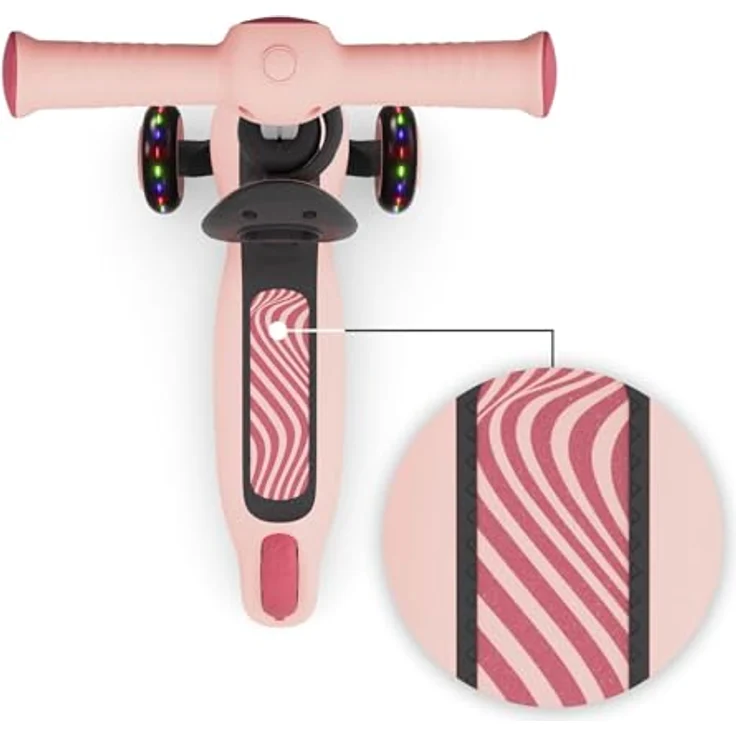 Kinderkraft HALLEY 2, 2-in-1 Balance-Kinderroller mit höhenverstellbarem Sitz (25–33 cm), klappbar, 4 Lenkerhöhen, LED-Räder, Rosa – Bild 4