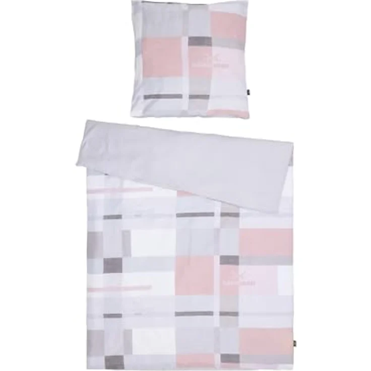 Sansibar Bettwäsche Cliff (2 TLG), Sylt, 135x200 cm, Baumwolle, hautfreundlich, pflegeleicht, Karo-Muster (Rosa) – Bild 1